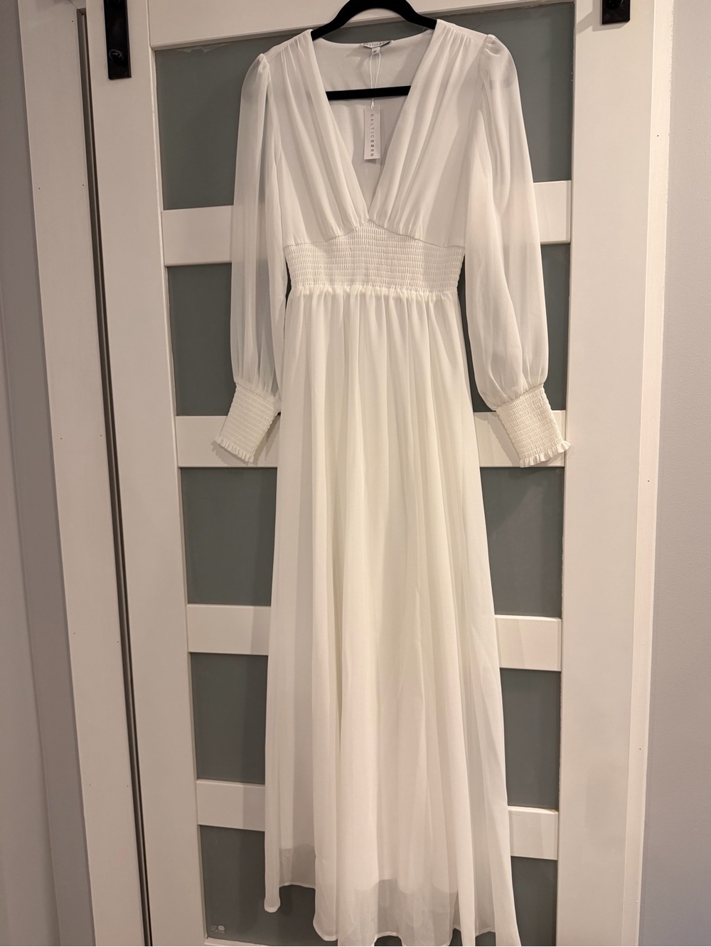 Baltic Born White Long V-Neck Maxi Dress